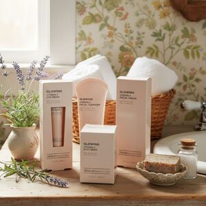 NEW Global Beauty Vitamin C Glowing Skin care set of 4 w/ AHA's & Vit. E